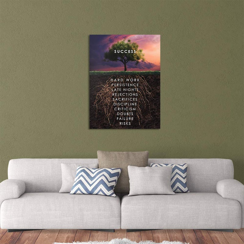 Yetaryy Inspirational Canvas Wall Art Motivational Painting Success Tree Picture Motivation Entrepreneur Quotes Posters Prints Artwork Decorations for Home Office School - 24" Wx36 H - Image 5